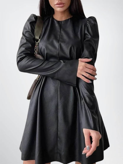 Women's Handmade Leather Dress With Zip Closure