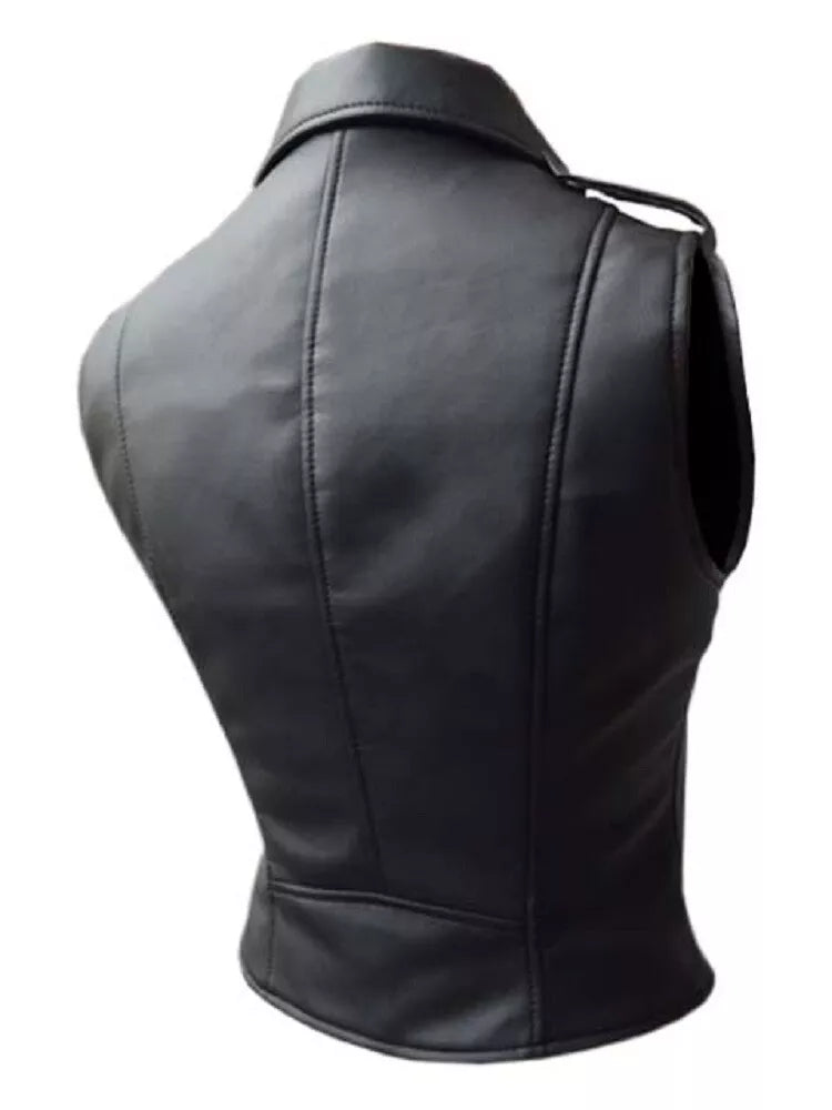 Genuine Leather Women's Biker Vest