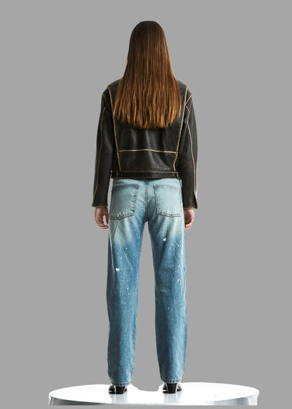 women's distressed brown leather jacket