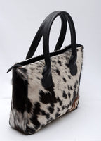 Cowhide fur purse tricolor
