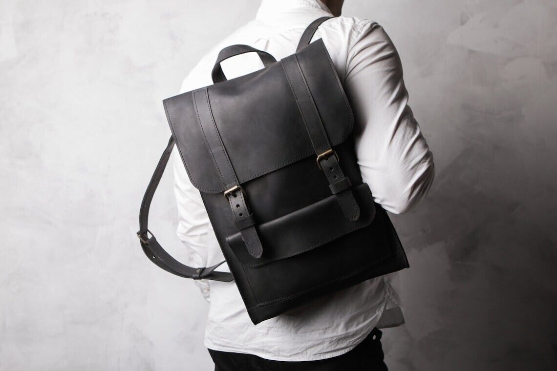 Original Leather backpack Office School Travel