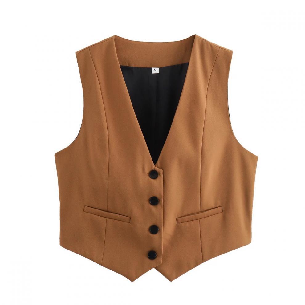 v neck sleeveless lazer vest women's