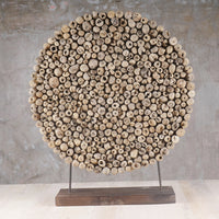 Contemporary Driftwood Tabletop Circle Sculpture