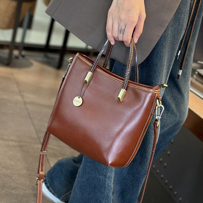 Genuine Leather Mini Tote Shoulder Bag