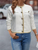 Women’s White Tweed Short Jacket with Gold Trim