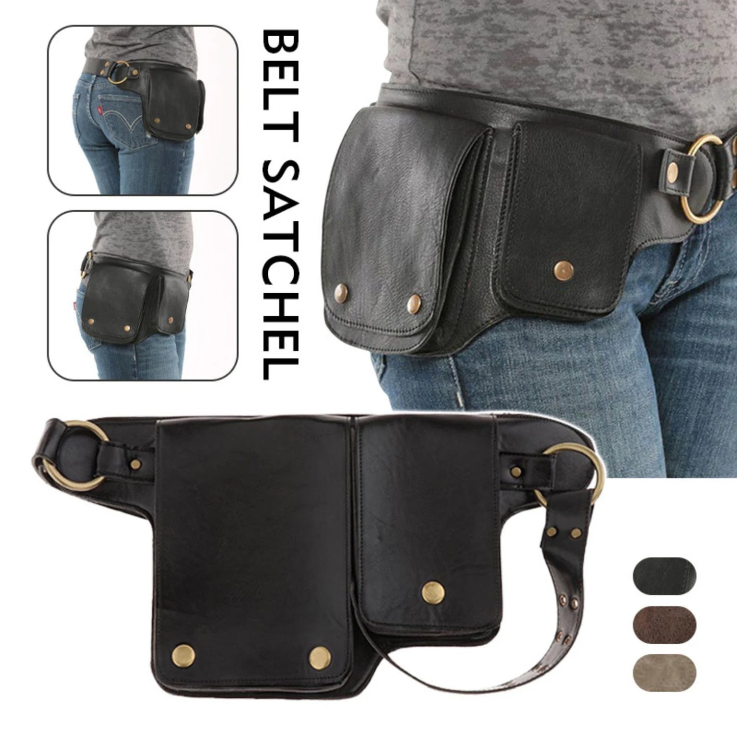 genuine leather waist pouch bag