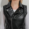 black leather biker vest womens