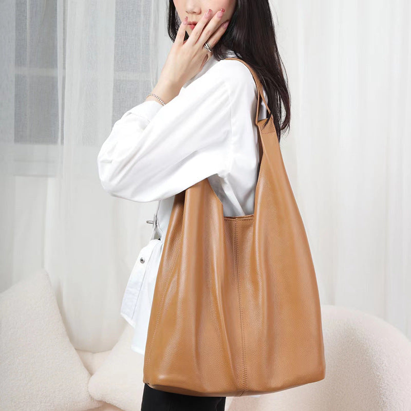 Women Real Leather Commuter Tote Handbag