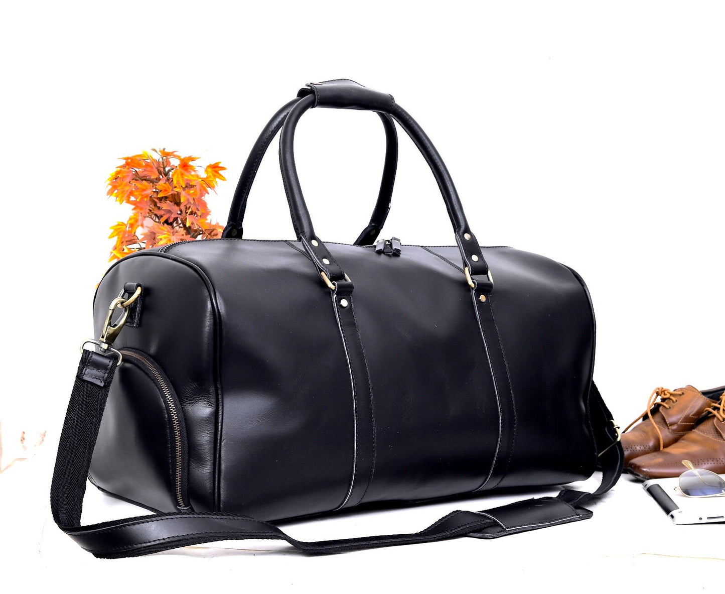 Large Leather Holdall Duffle Bag