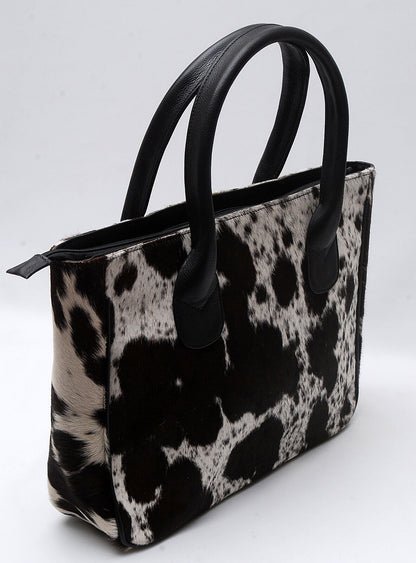 New Hair On Cowhide Black White Tote Purse