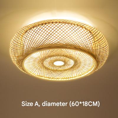 Bamboo woven flush mount ceiling light 3 110V-120V For US CA