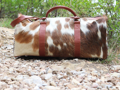 Cowhide Weekender Travel Duffle Bag