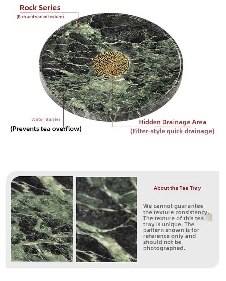 Round Stone Gongfu Tea Tray with Drain