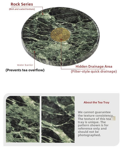 Round Stone Gongfu Tea Tray with Drain