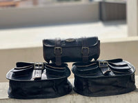Black Leather Motorcycle Storage Panniers