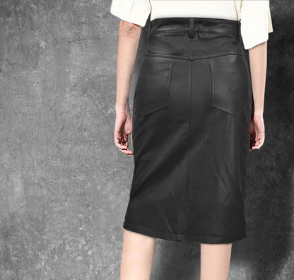 Genuine Leather Skirt Stylish Outerwear