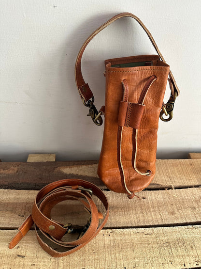 leather water bottle carrier