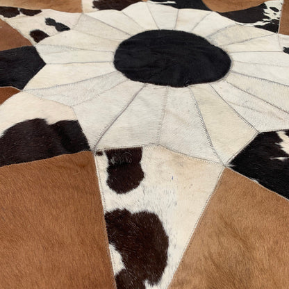 Custom Cowhide Round Patchwork Rug