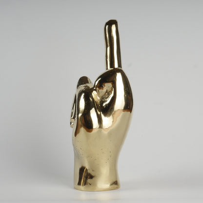 Brass Sculpture Hand Finger Sign Decor