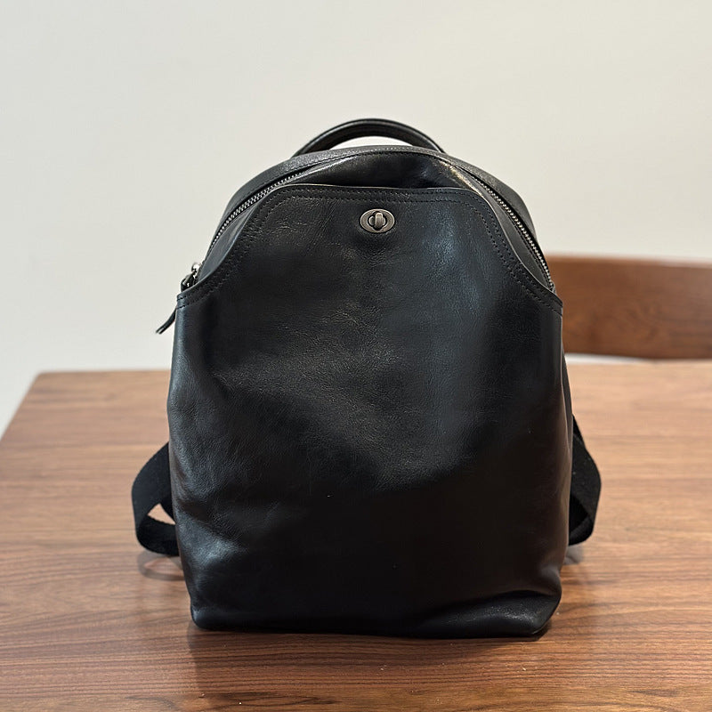 Brown Leather Backpack for Women Soft Cowhide Travel Bag