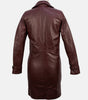 Women's Leather Long Jacket Button Closure