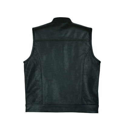 Genuine Black Leather Vest Waistcoat