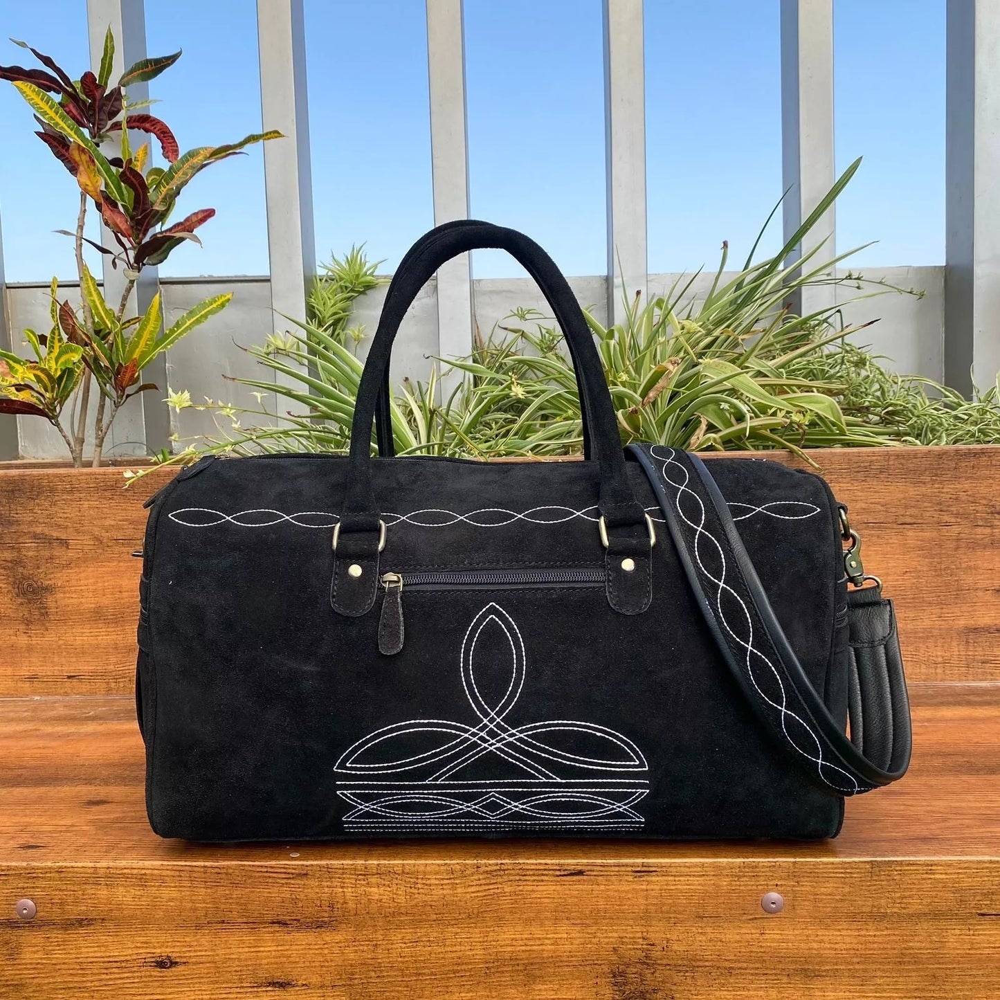 Boot Stitch Suede Weekender Duffle Bag