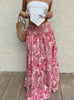 Smocked waist maxi skirt with tiered paisley print