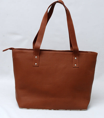 Brown White Hair On Cowhide Shoulder Bag