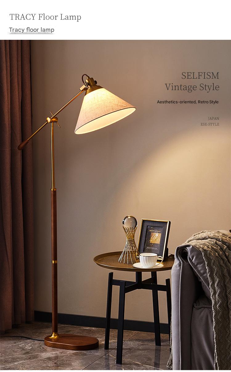 Fishing arm retro floor lamp for reading