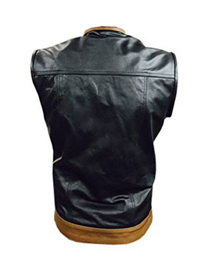 Cowhide leather Vest Waistcoat Black Brown