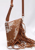 Brown White Leather Cowhide Sling Purse