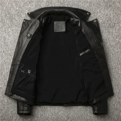 Men’s Slim Fit Top-Grain Cowhide Biker Jacket