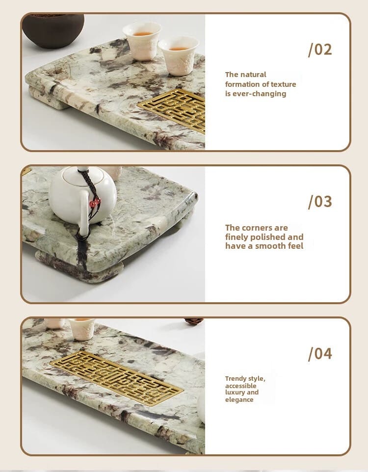 Snow Mountain Blue Luxury Marble Tea Tray