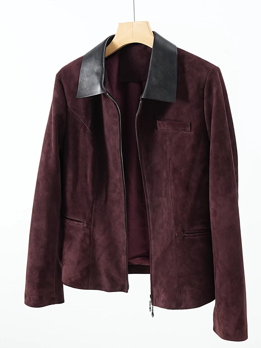 Genuine Goatskin Suede Leather Women's Jacket
