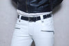 Men's White Leather Pants Soft Trousers