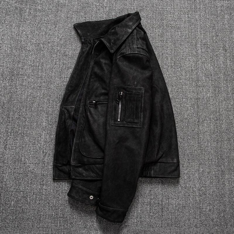 Men’s Suede Cowhide Retro Motorcycle Jacket