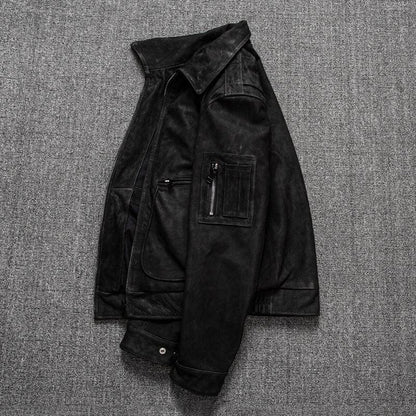 Men’s Suede Cowhide Retro Motorcycle Jacket