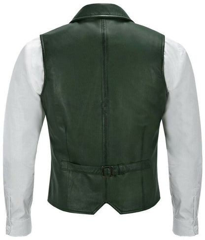 Green Sheepskin Genuine Leather Vest