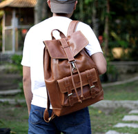 Men's Real Leather Rucksasck Backpack