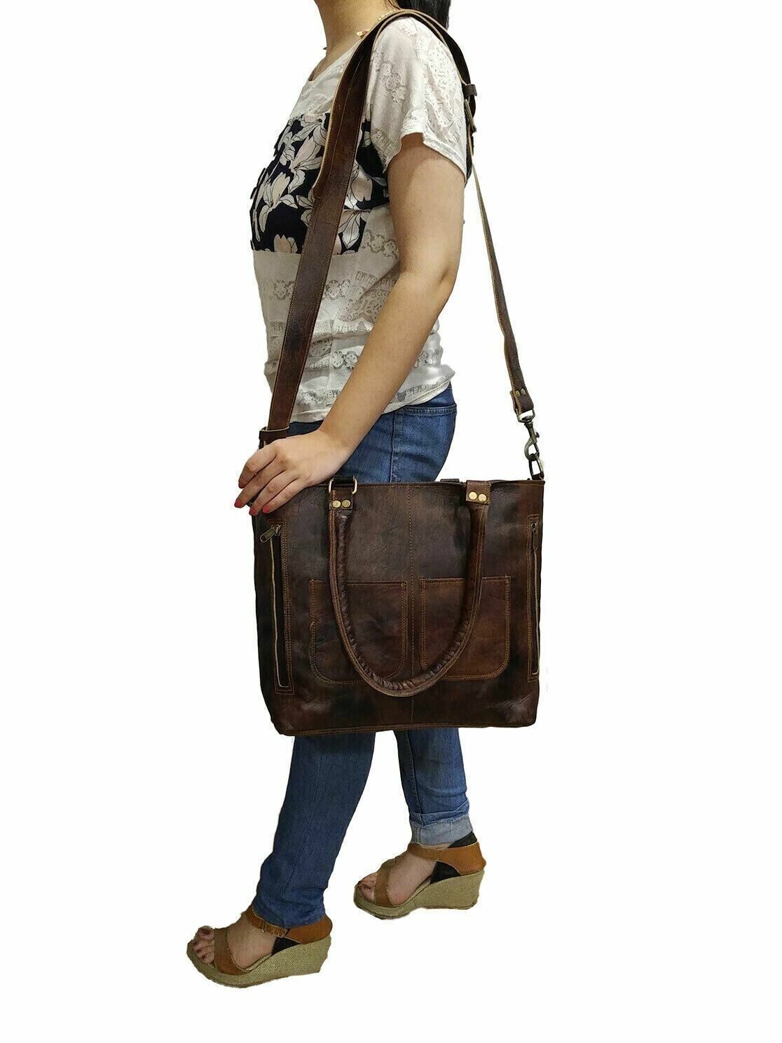 Women's Leather Carryall Tote Bag