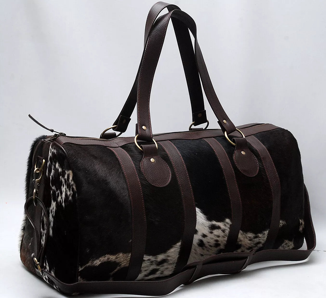 Cow Print Weekender Black & White Cowhide Overnight Bag