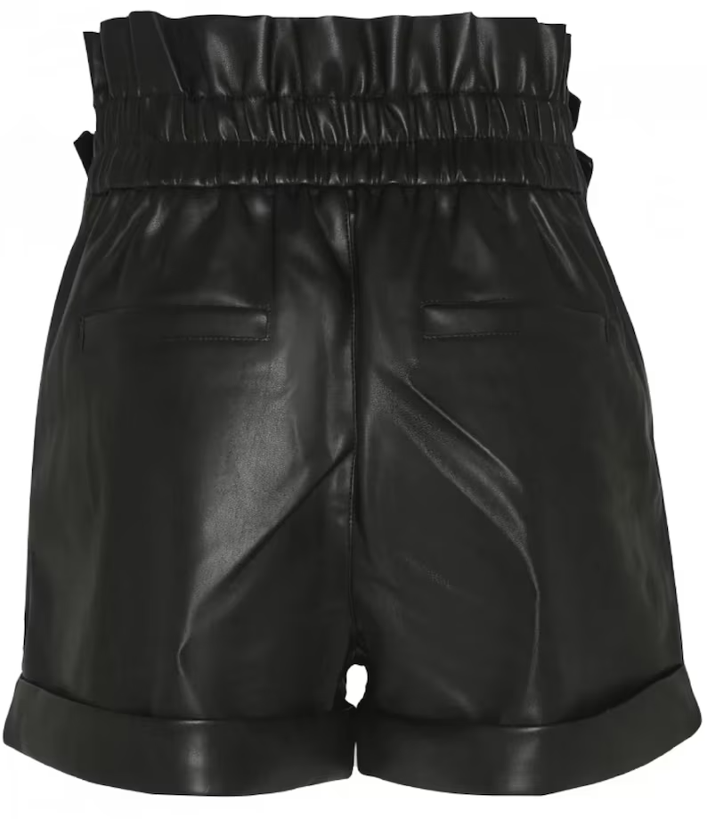 Genuine Leather Women Black Shorts