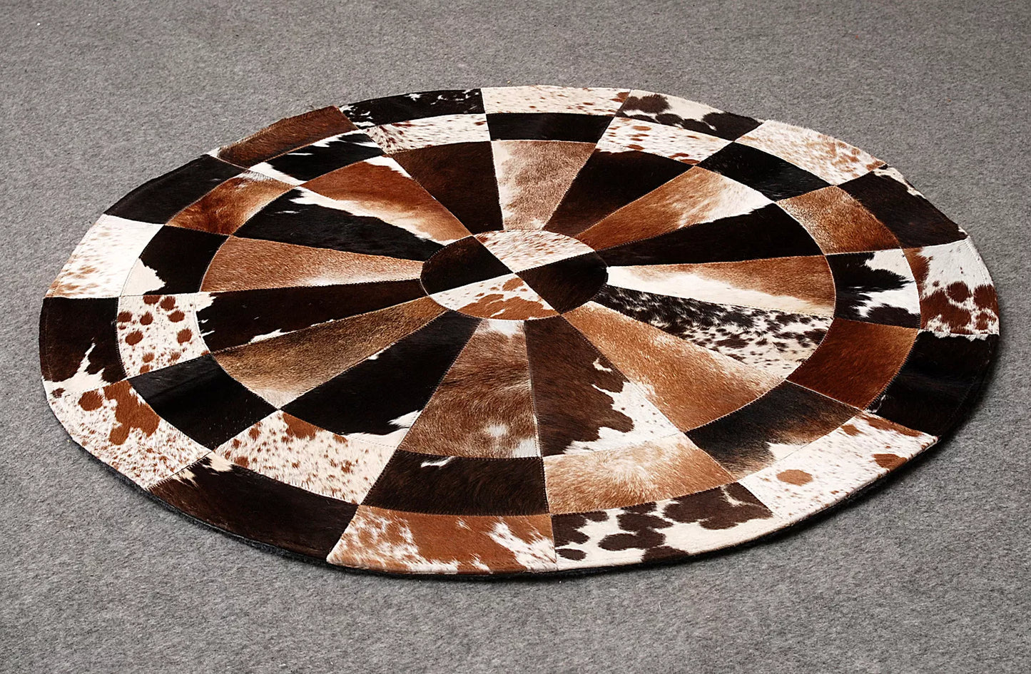 Cowhide Round Patchwork Carpet