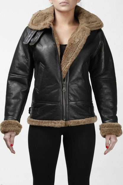 womens leather jacket with real fur