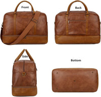Genuine Cowhide Leather Large Travel Duffel Weekender Bag