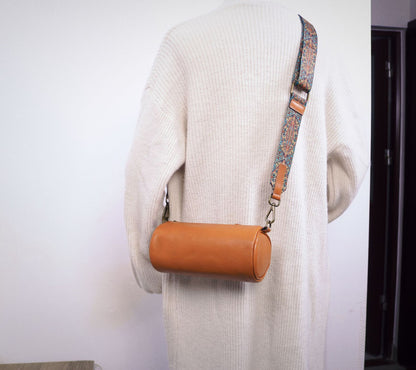 Mini Barrel Leather Shoulder Bag for Women