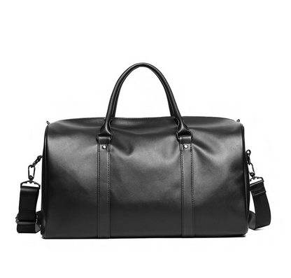 New Unisex Black Leather Travel Weekender Bag