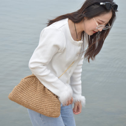 woven summer women crossbody purse bag