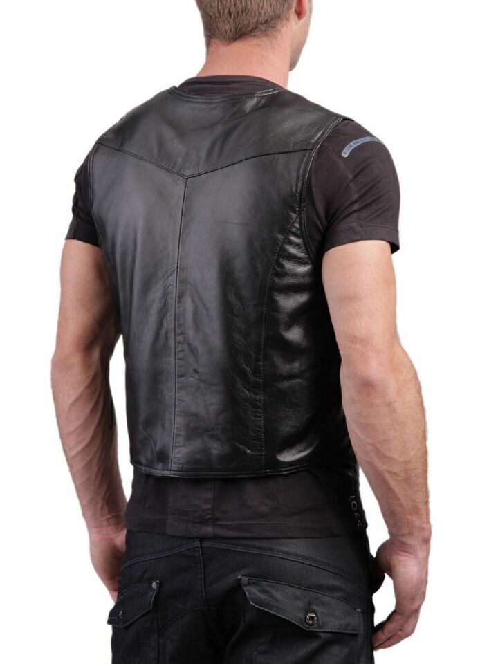 Genuine Leather Waistcoat Black Jacket